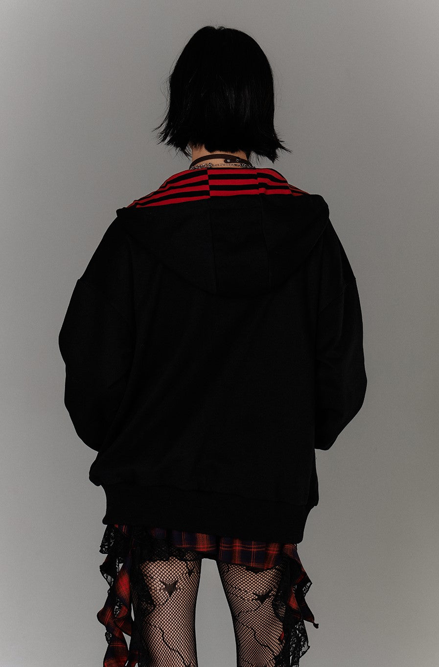 Fake Two-piece Striped Hooded Sweatshirt KIN0143