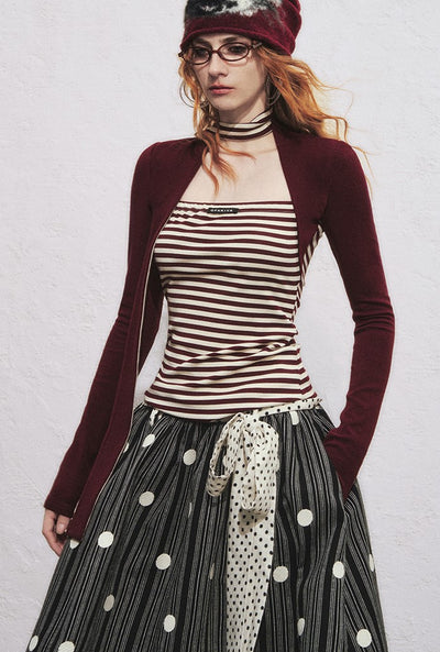 Striped Polka Dot A-line Puffy Skirt OFA0285