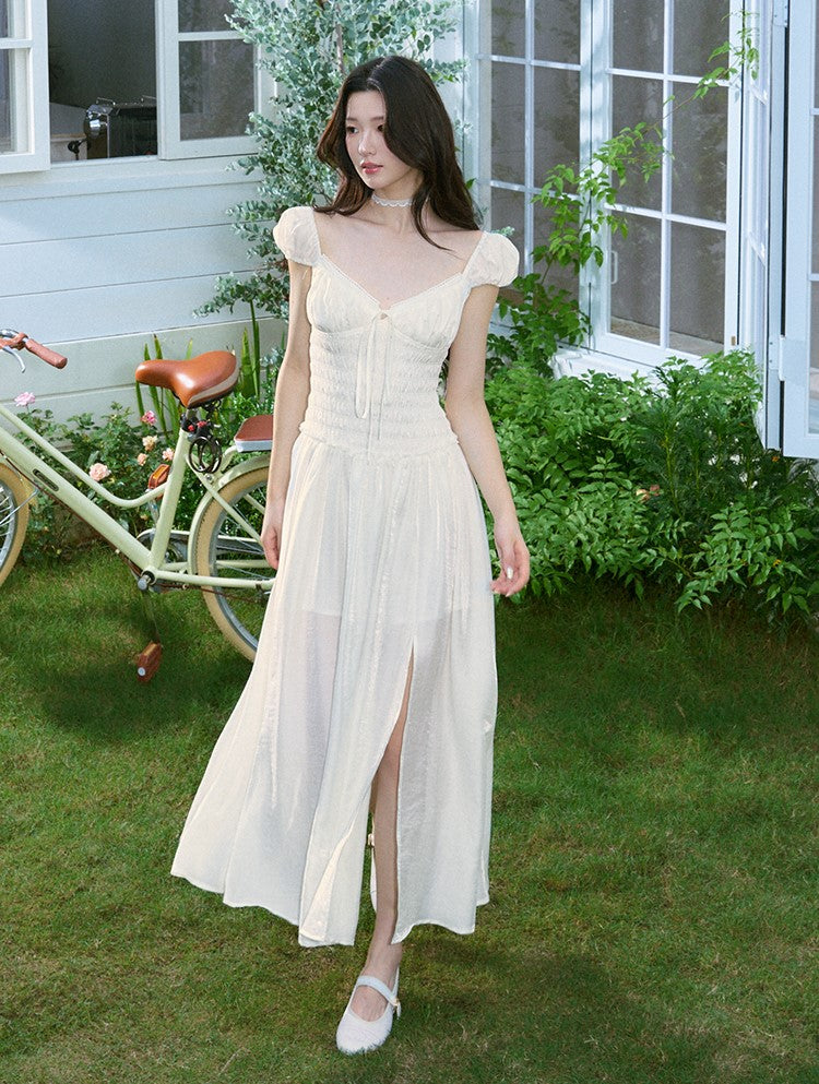 Elegant V-neck Slit Long Dress LAL0218