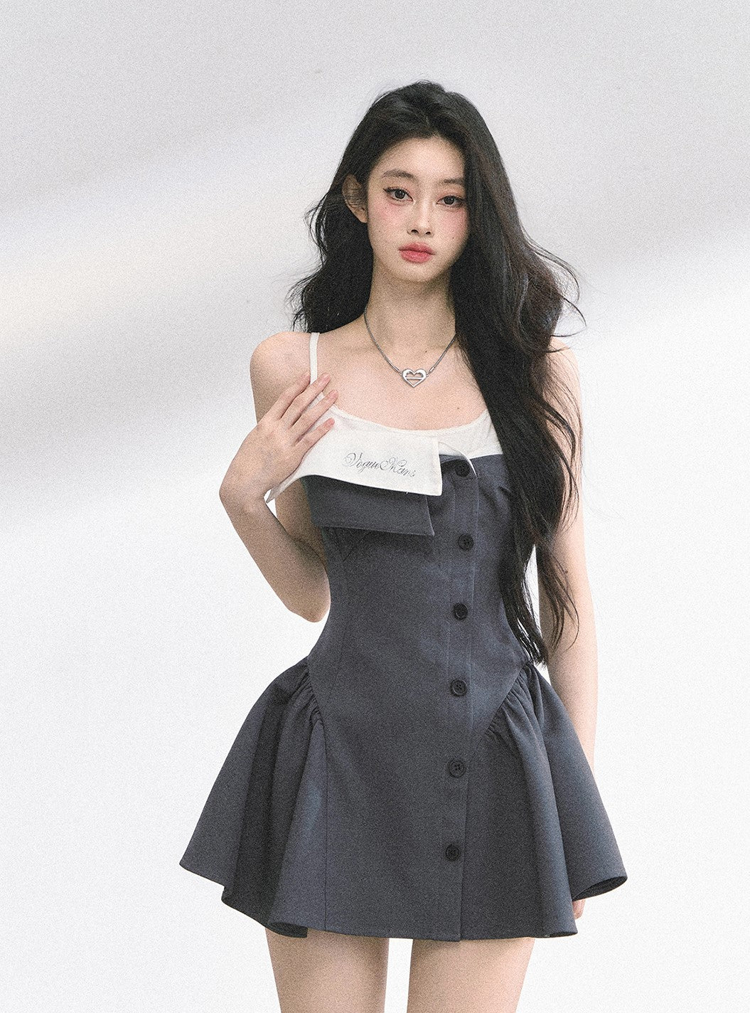 Hepburn Style Suspender Puffy Dress DIA0522