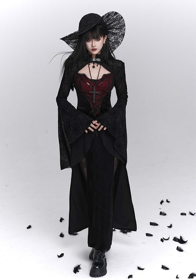 Spider Web Design Slit Strap Dress/Shawl LAD0241