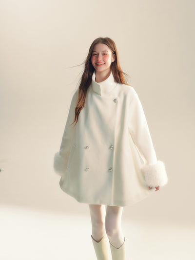 Snow White High-end Medium-length Wool Coat REC0058