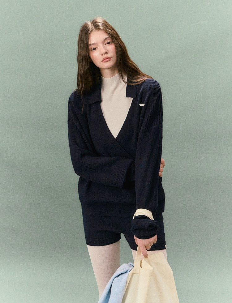 Casual Collared V-neck Sweater/Shorts LAL0234