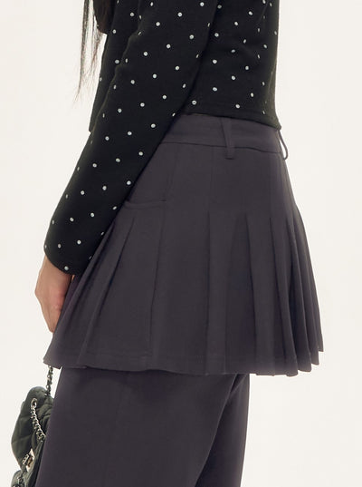 Faux Two-piece Pleated Skirt Pants WEE0085