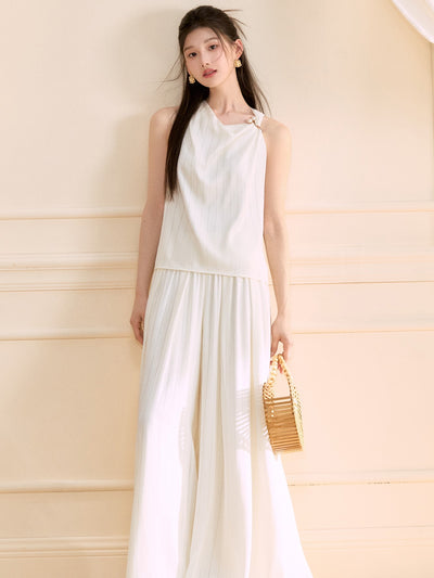 Asymmetrical Shirt/Wide-leg Pants OSH0128