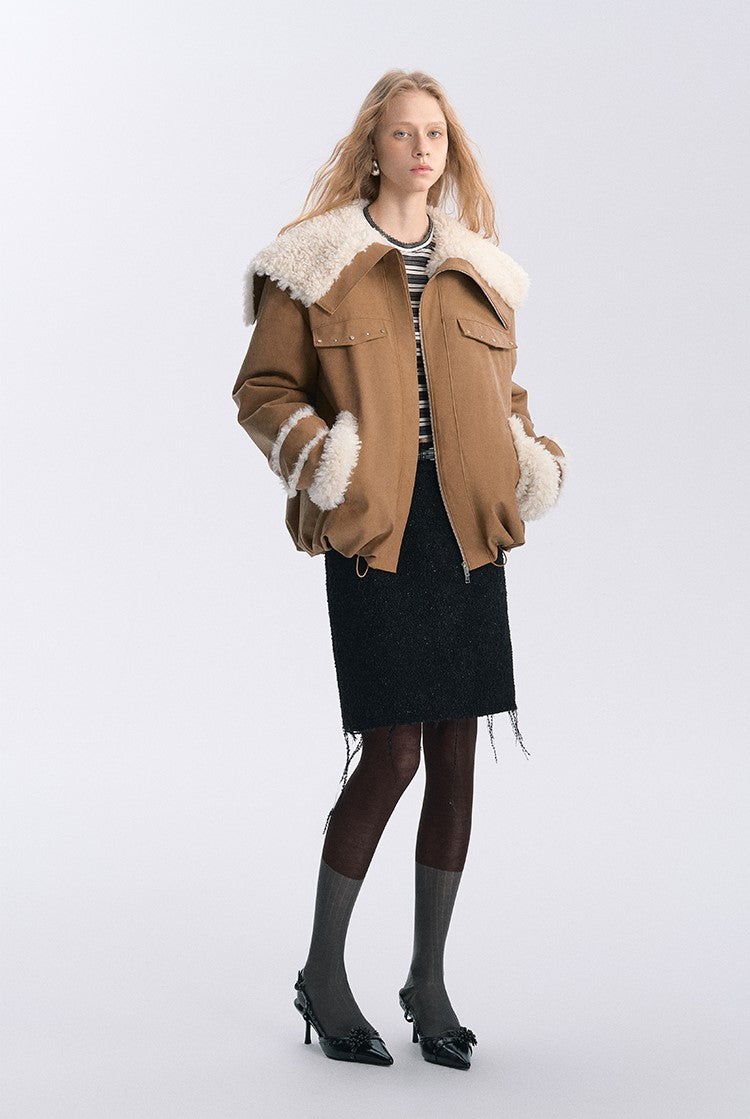 Large Lapel Fur Collar Velvet Jacket BYW0037