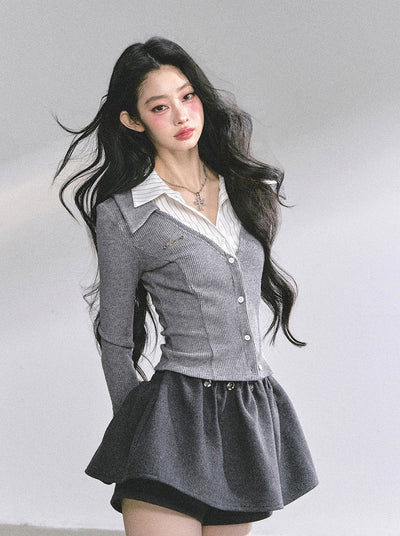 Fake Two-Piece Striped Shirt DIA0568