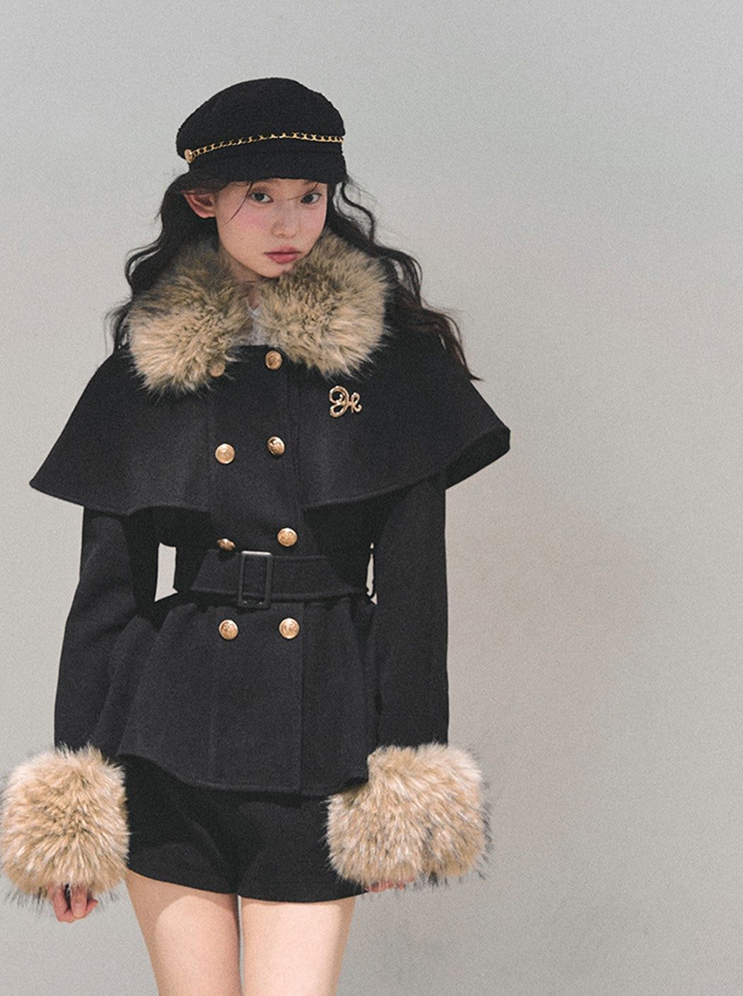 Snow Country Fur Collar Coat/Skirt DIA0755