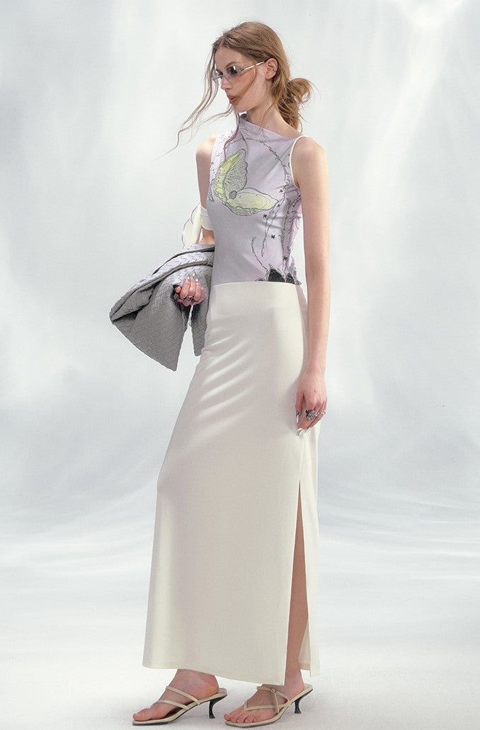 Asymmetric Sleeveless Printed Dress OFA0248