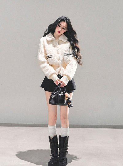 White Wool Quilted Thick Jacket DIA0673