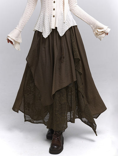 Artistic Irregular Lace Midi Skirt LAD0234