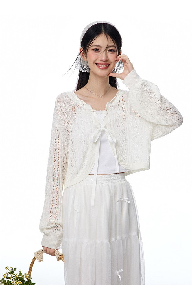 Twist Knitted Bowknot Cardigan NTO0113