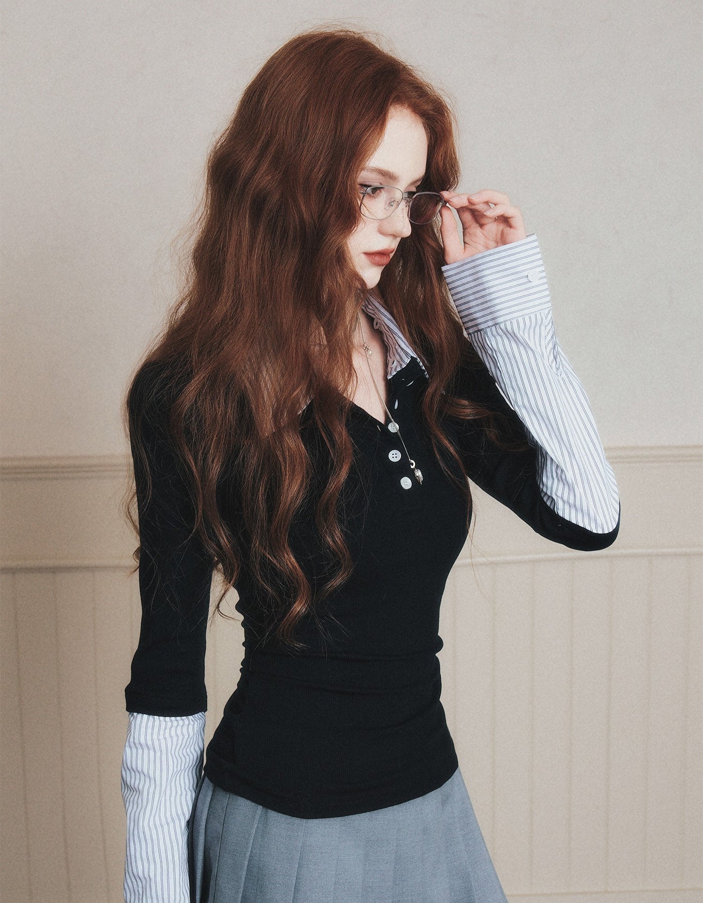 Fake Two-piece Polo Collar Shirt LUL0190