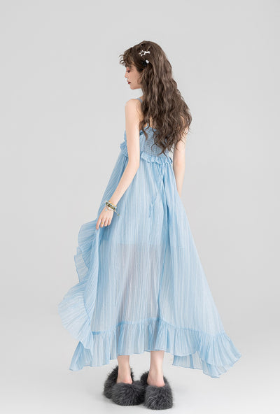 Fairy Ruffle Suspender Chiffon Long Dress KEI0094