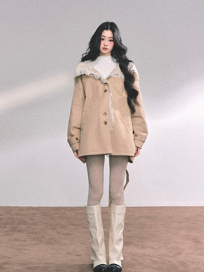 Hooded Lace Trench Jacket DIA0650