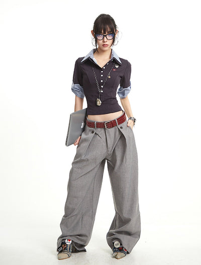 Classic Pleated Suit Wide-leg Pants UNC0267