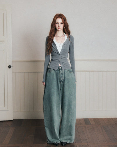 Halter Neck Layered Knitted Cardigan LUL0171