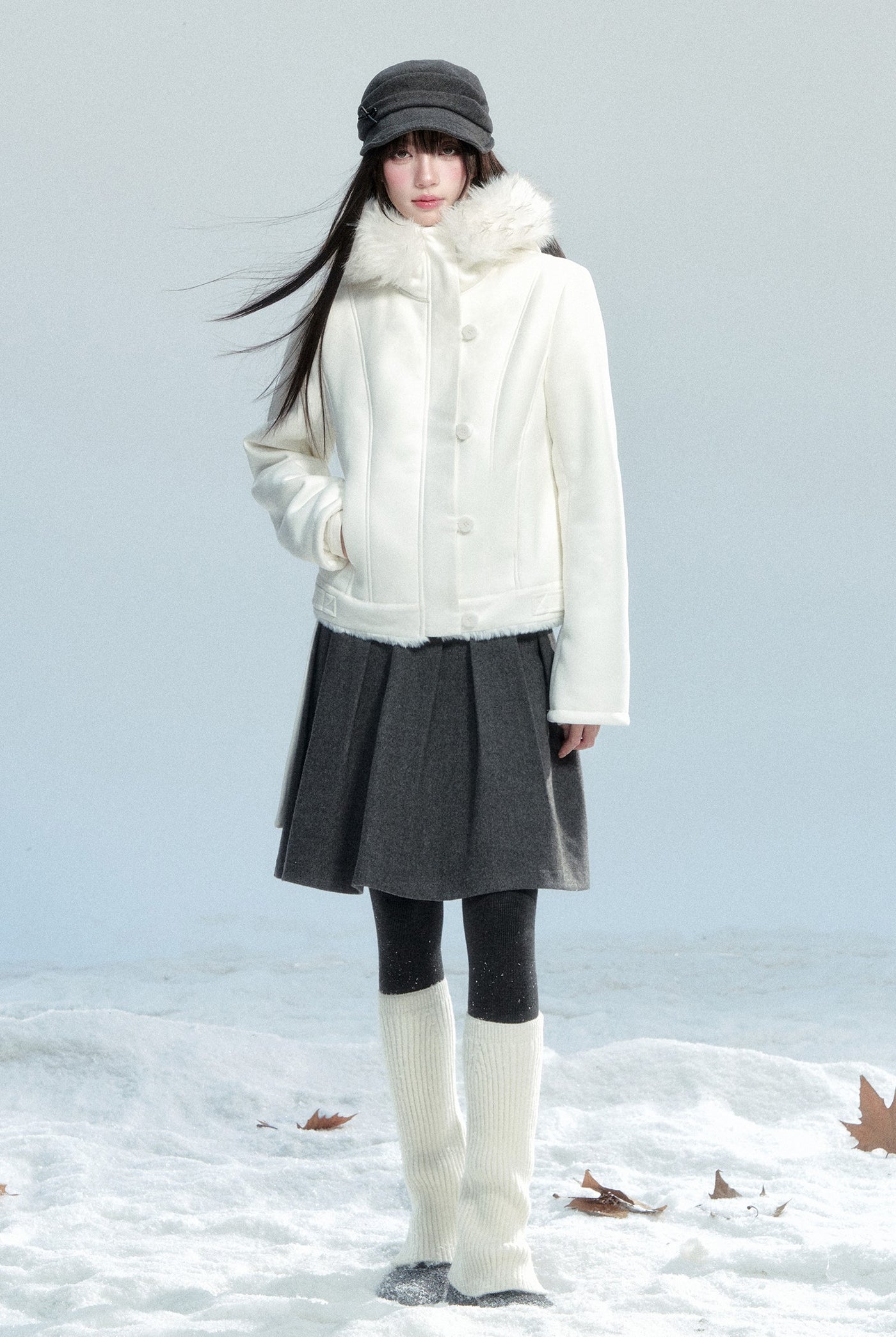 Fur Collar Suede Short Jacket FRA0464