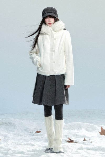 Fur Collar Suede Short Jacket FRA0464