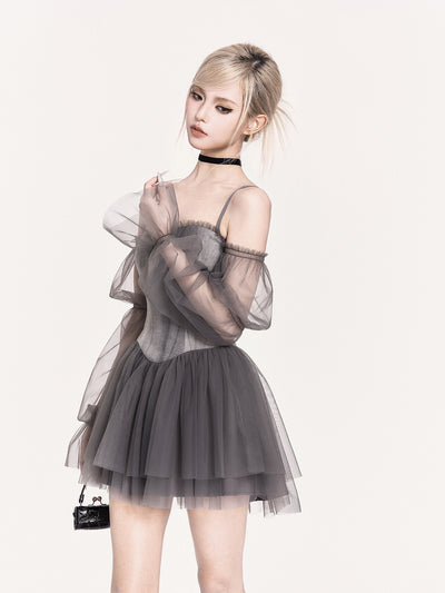 Romantic Design Tie-dye Puffy Dress VOC0471