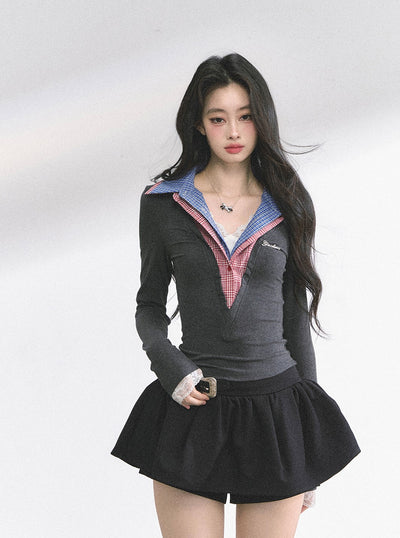 Fake Two-piece Long-sleeved T-shirt DIA0526