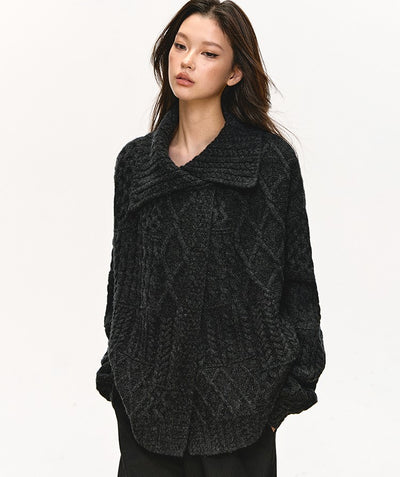 High-Neck Relaxed Design Unique Sweater ANA0083