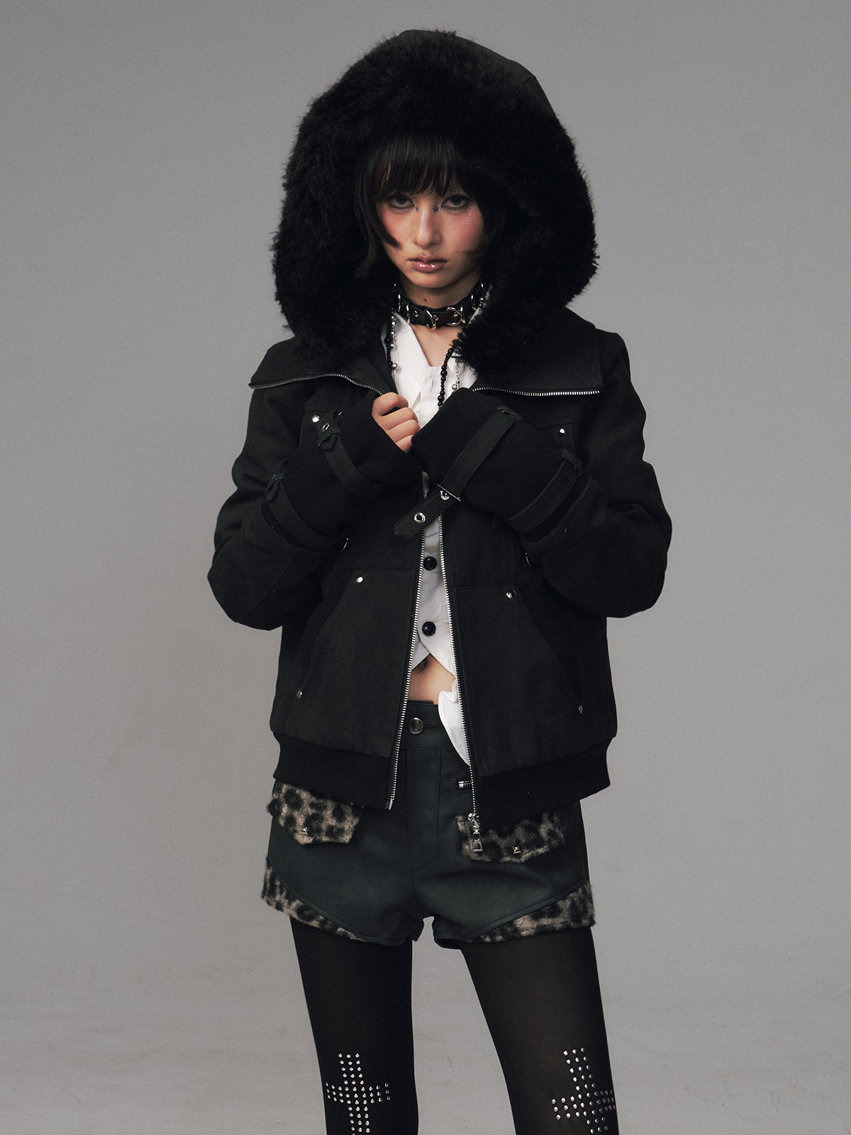 Detachable Furry Hooded Quilted Jacket FRU0128