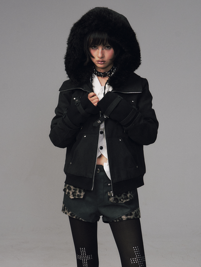 Detachable Furry Hooded Quilted Jacket FRU0128