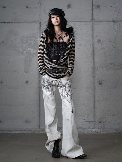 Chain Print Wide-leg  Jeans NOR0195
