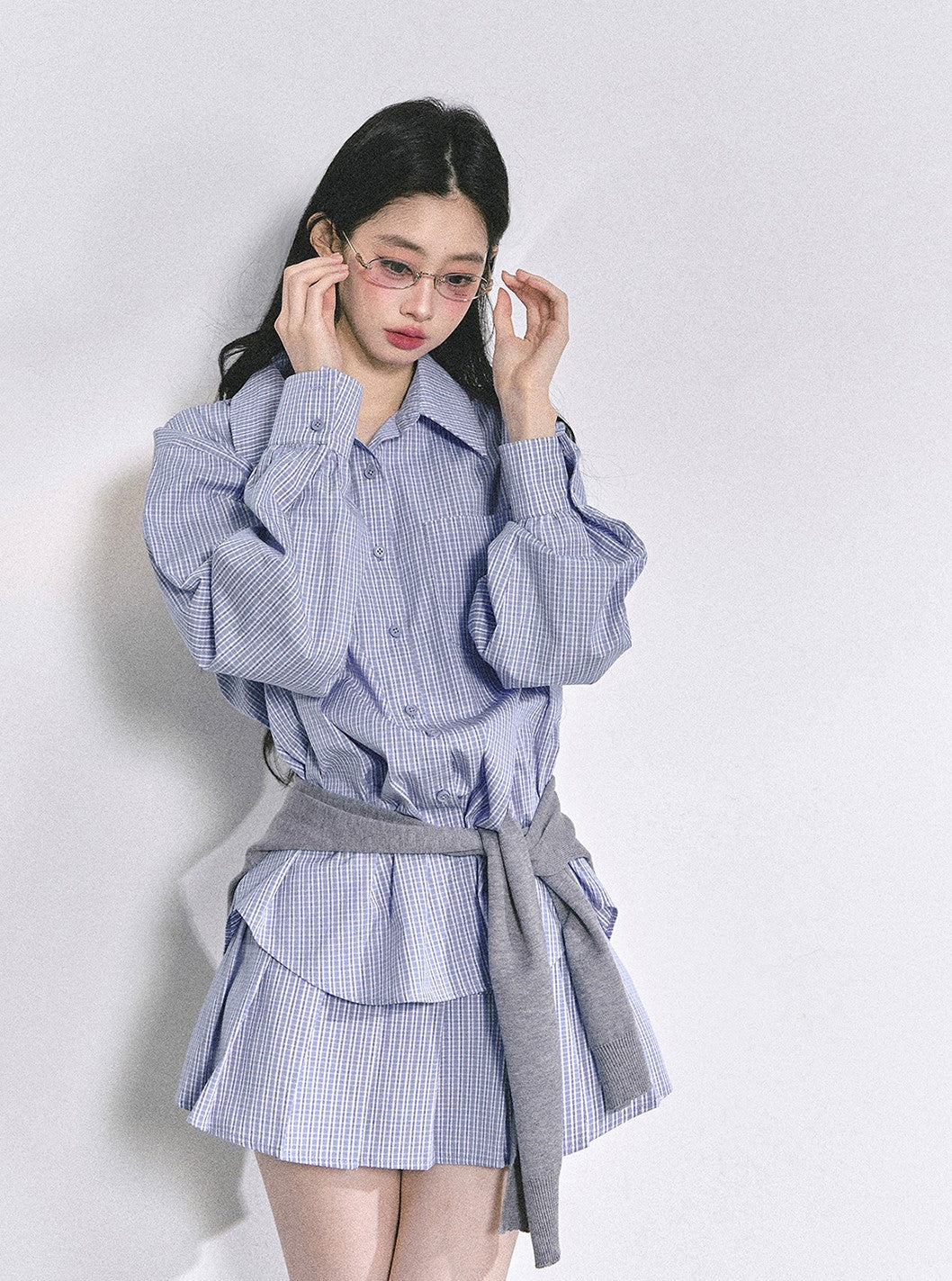 Plaid Long Shirt/Short Skirt DIA0555