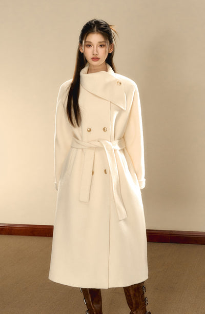 Gold Button Medium and Long Double-sided Woolen Coat OSH0087