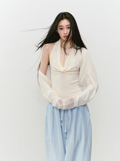 Knitted Swing Collar Top/Cardigan VIA0339