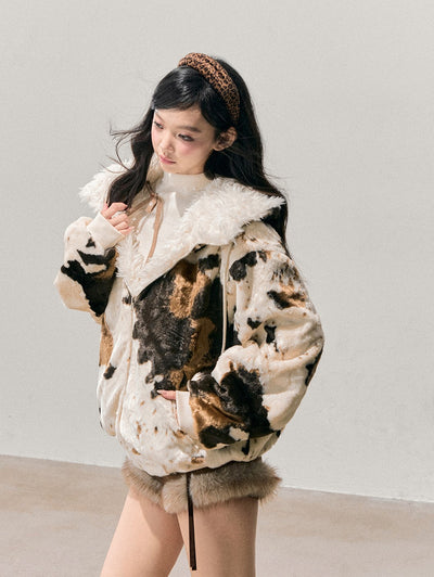 Marble Color Fur Coat DIA0749