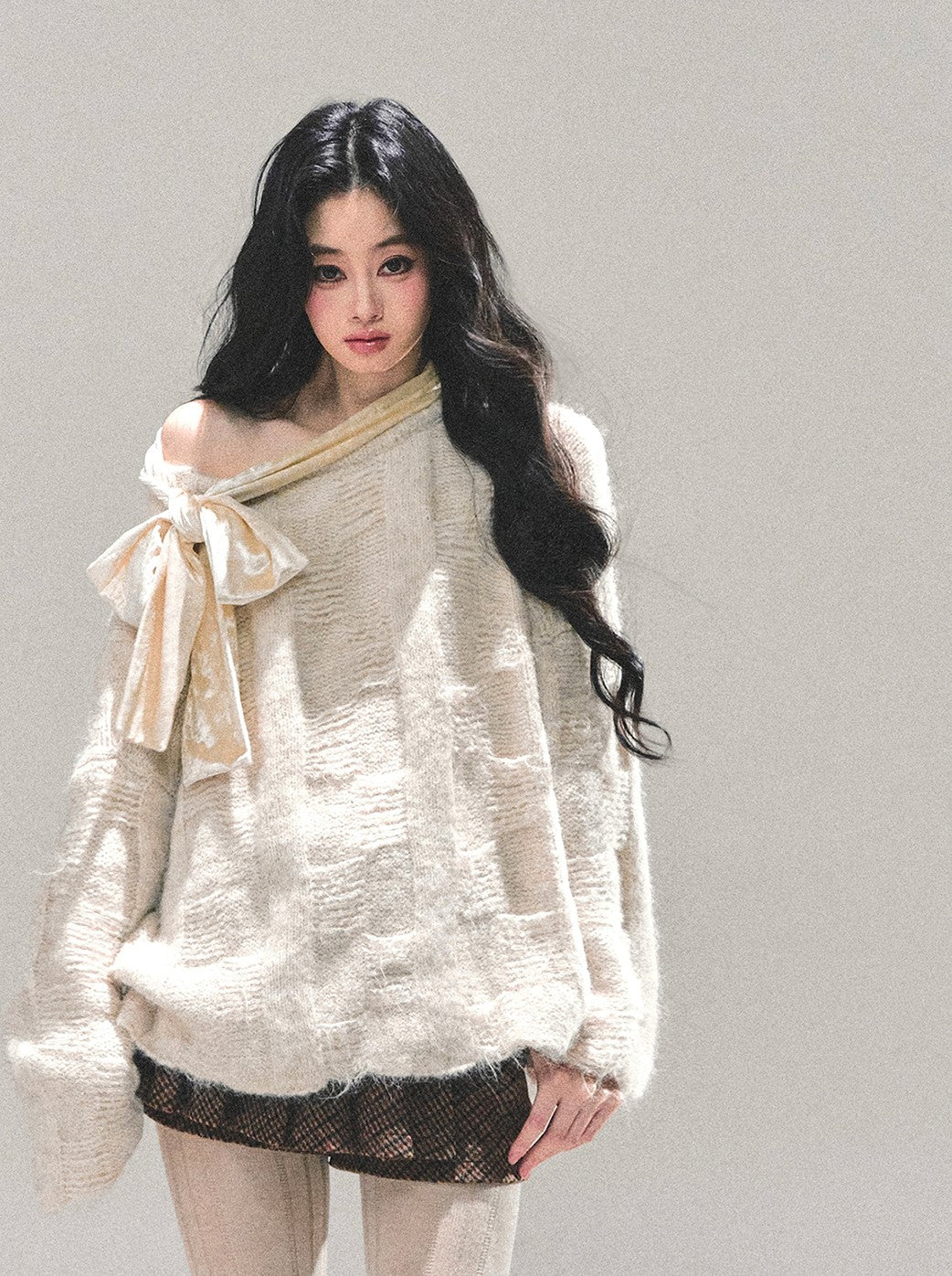 Bow Off-Shoulder Sweater DIA0695