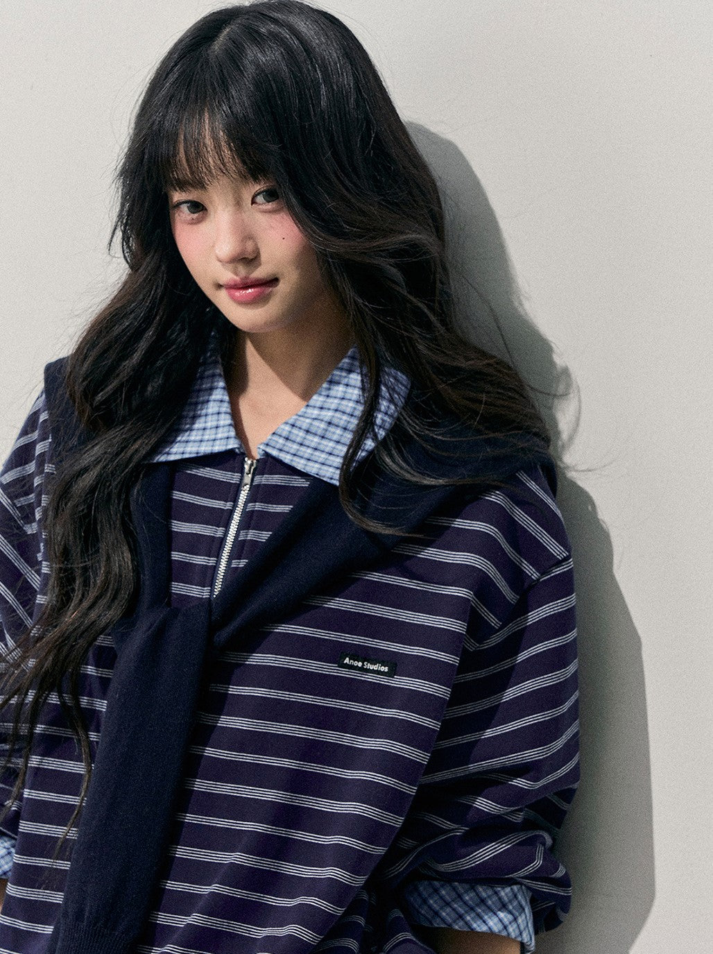 Blue Faux Two-Piece Striped T-Shirt DIA0710