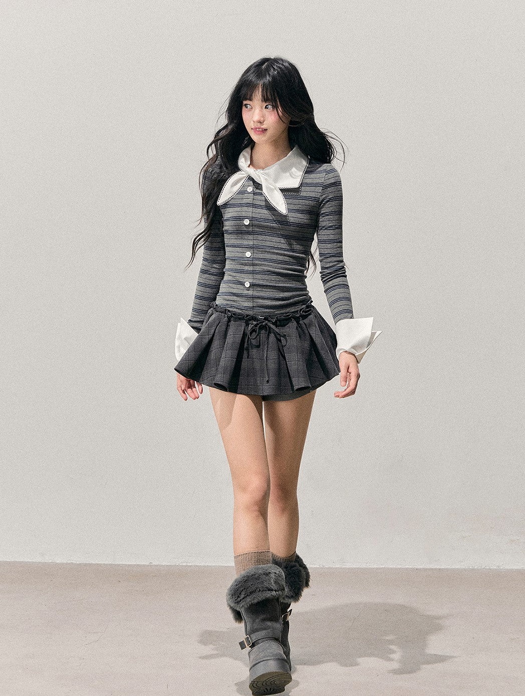 Faux Two-Piece Striped T-Shirt DIA0708