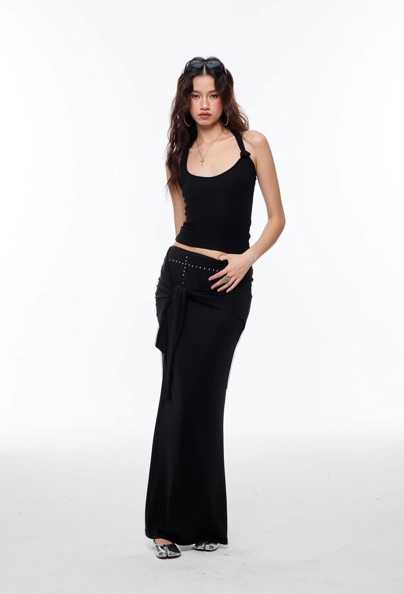 Cross Irregular Long Skirt 4MU0131