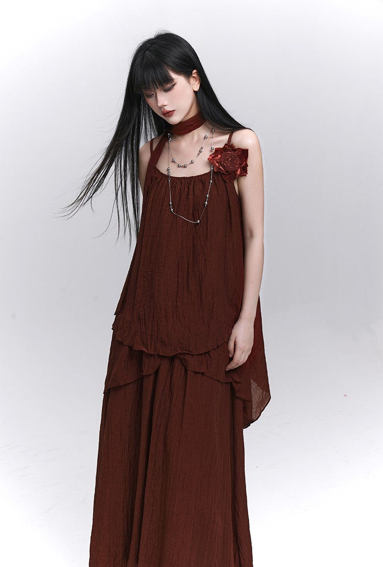 Artistic Rose Sleeveless Top/Long Skirt LAD0208