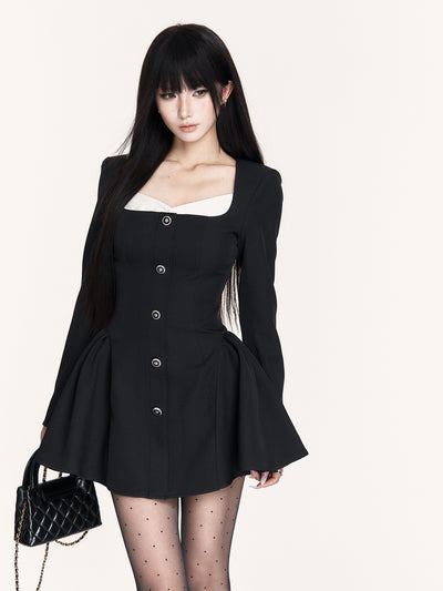 Hepburn Style Shell Neckline Dress VOC0456