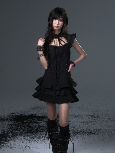 Small Flying Sleeve Puffy Cake Dress FRU0107