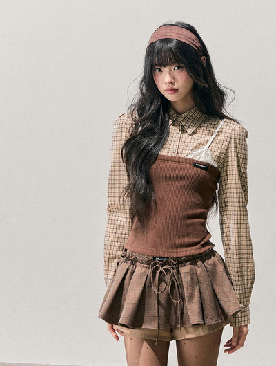 Faux Three-Piece Plaid Shirt DIA0762