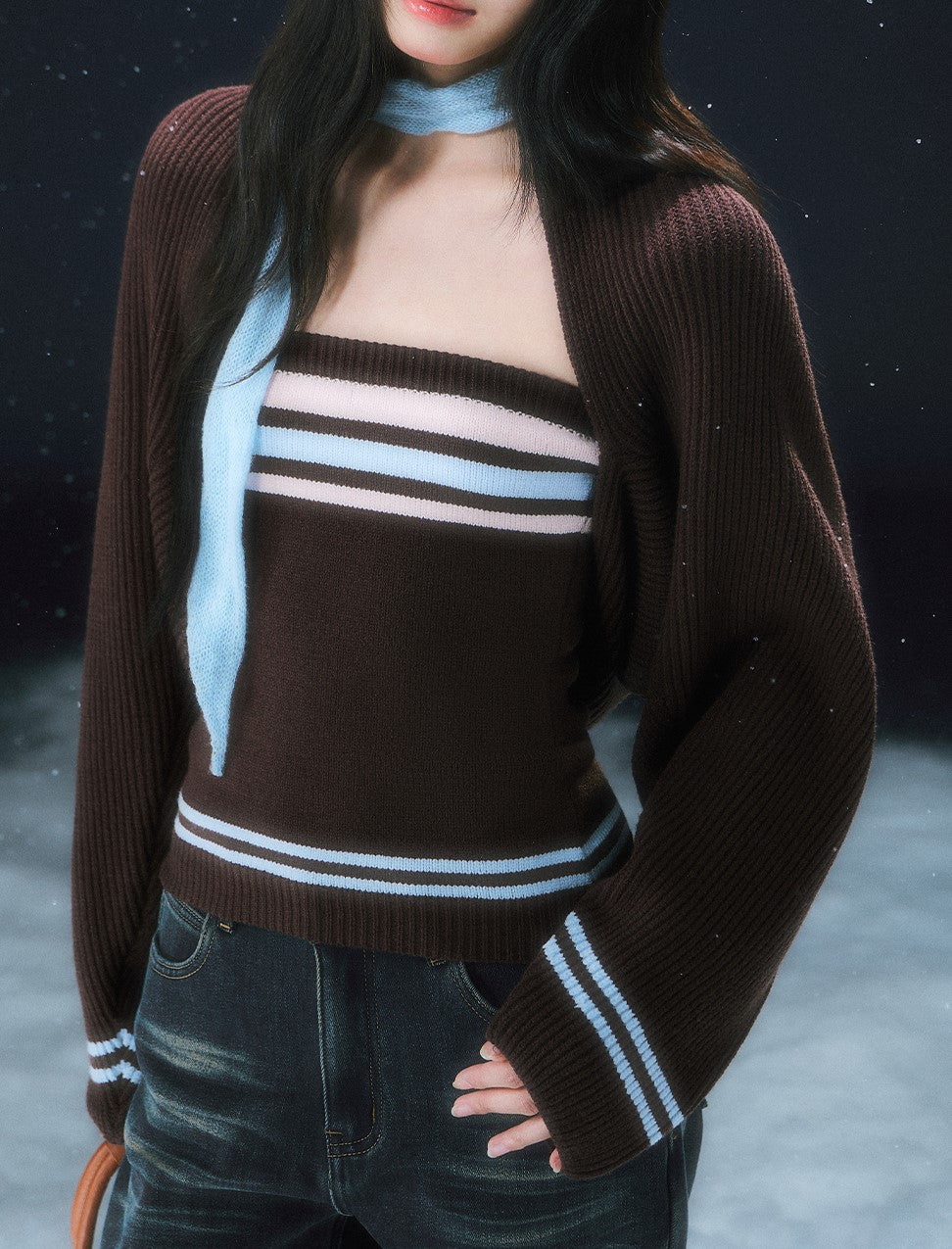 Brown Two-piece Layered Sweater WEE0103