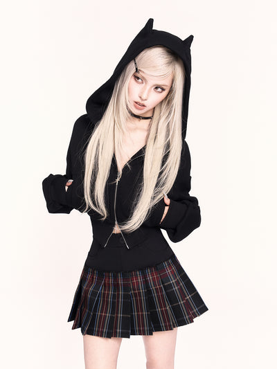 Little Devil Hooded Zip-Up Short Jacket VOC0486