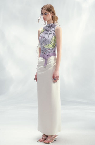Asymmetric Sleeveless Printed Dress OFA0248