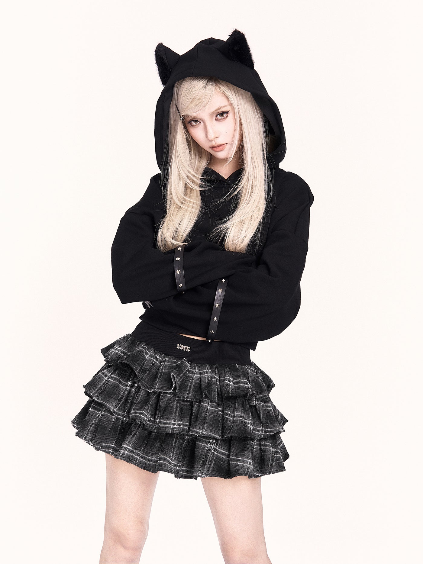 Plush Cat Ear Short Hooded Sweatshirt VOC0467