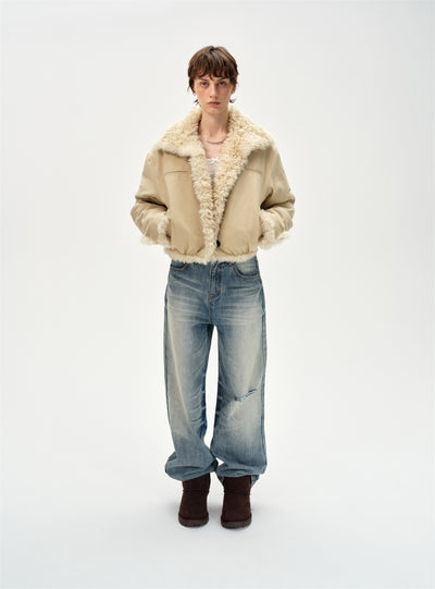 Retro Stand Collar Reversible Fur Jacket CUR0260