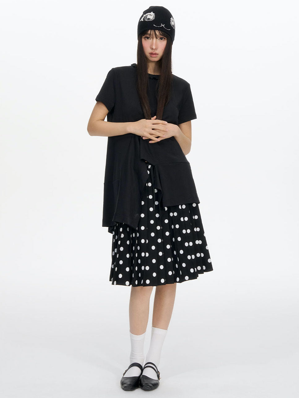 Ruffled Irregular Hem T-shirt NEC0205