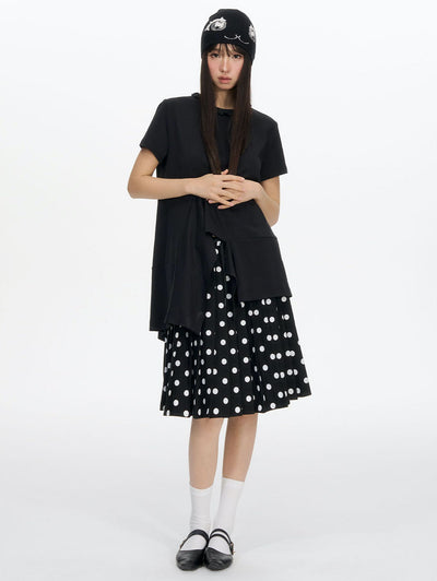 Ruffled Irregular Hem T-shirt NEC0205