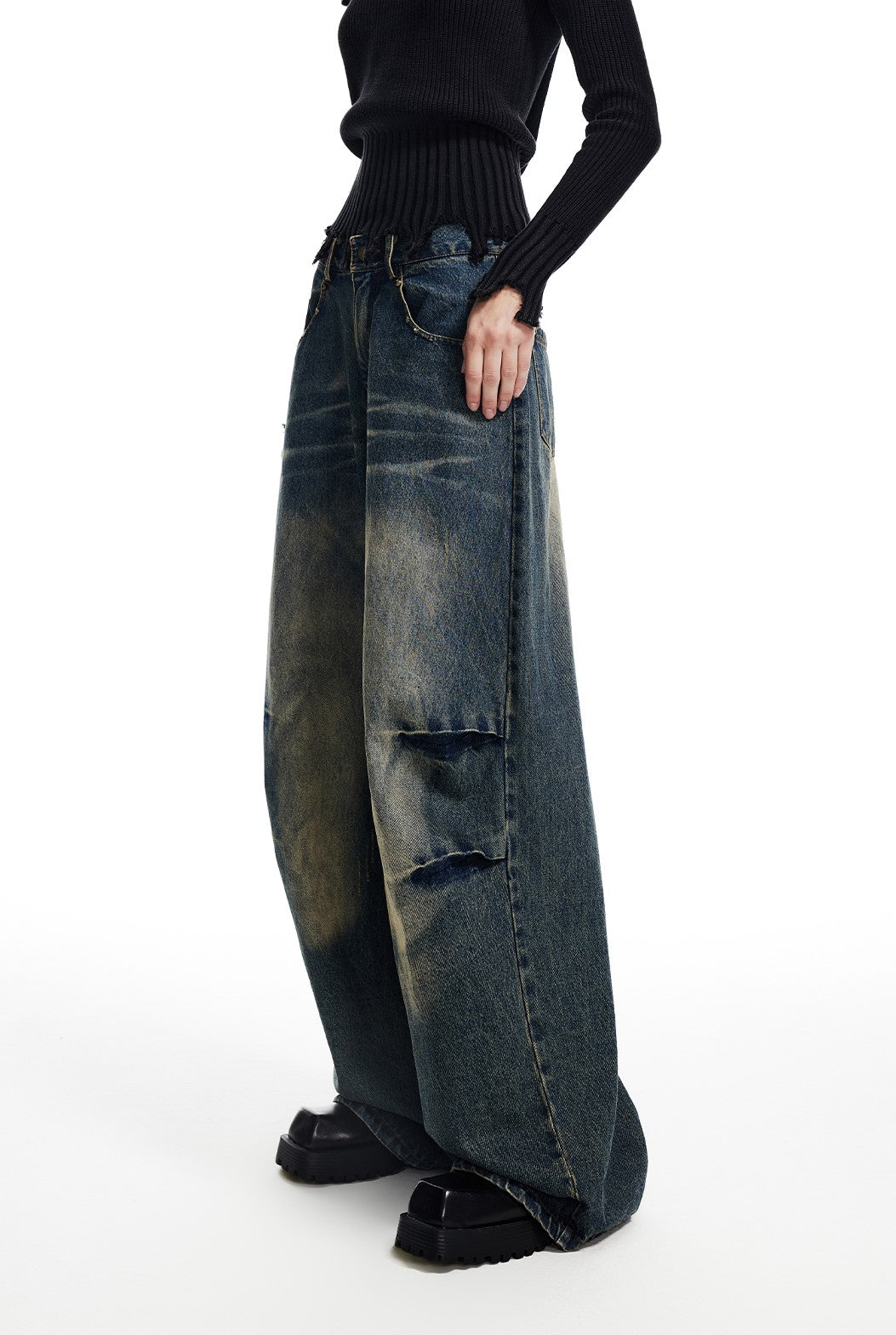 American Retro Washed Wide Leg Jeans WES0132