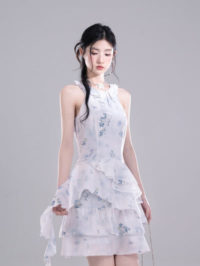 Layered Floral Irregular Dress COT0279